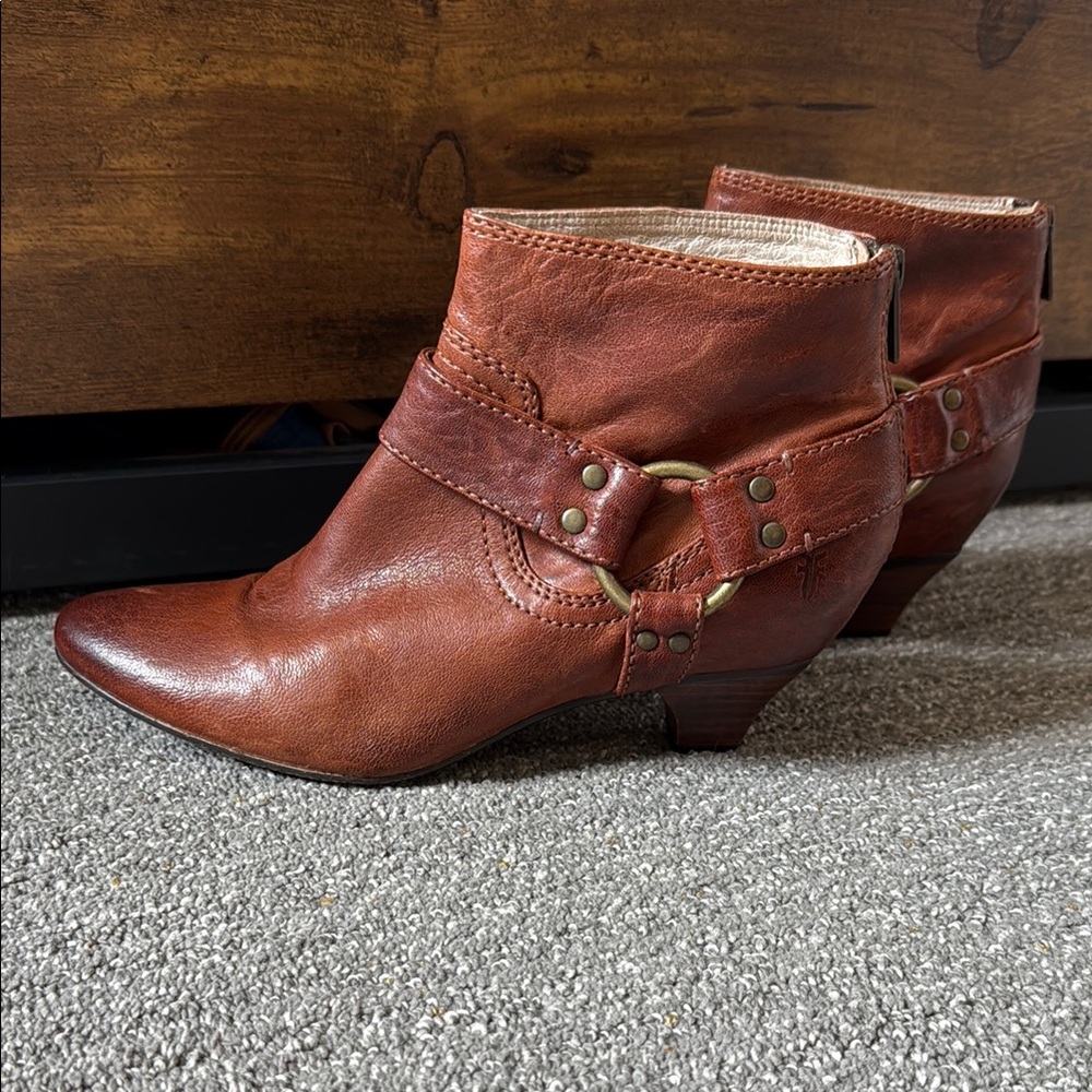 Frye Brown Harness Ankle Boots Excellent Condition
